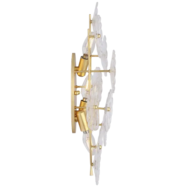 The Gianna 21" Layered Sconce combines transitional elegance with contemporary flair. Its gild finish and clear glass create a sophisticated lighting statement perfect for upscale residential and hospitality spaces.