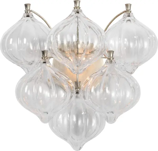 Caselli 15" Sconce in Burnished Silver Leaf with Clear Glass - Image 1