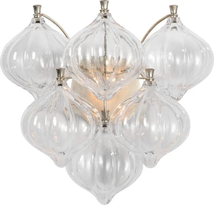 Caselli 15" Sconce in Burnished Silver Leaf with Clear Glass - Image 1