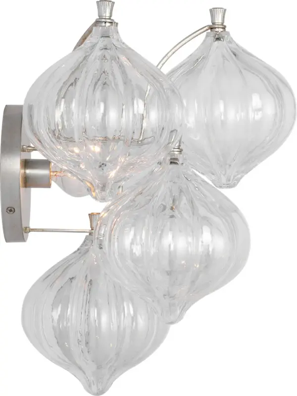 Caselli 15" Sconce in Burnished Silver Leaf with Clear Glass - Image 2