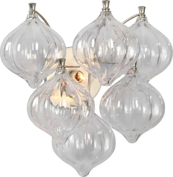 Caselli 15" Sconce in Burnished Silver Leaf with Clear Glass - Image 3