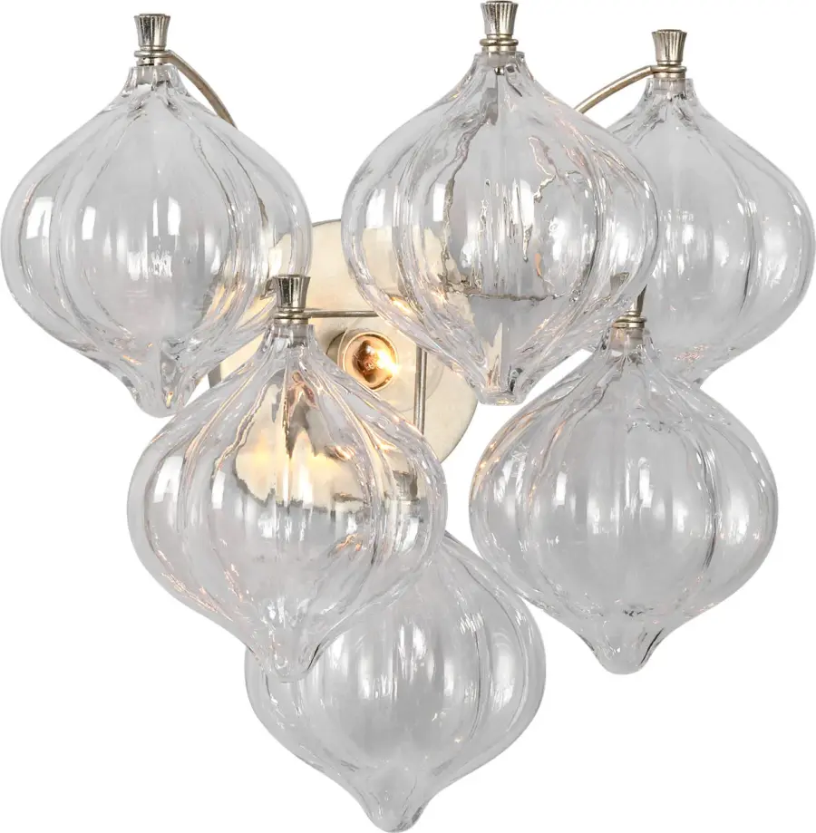Caselli 15" Sconce in Burnished Silver Leaf with Clear Glass - Image 3