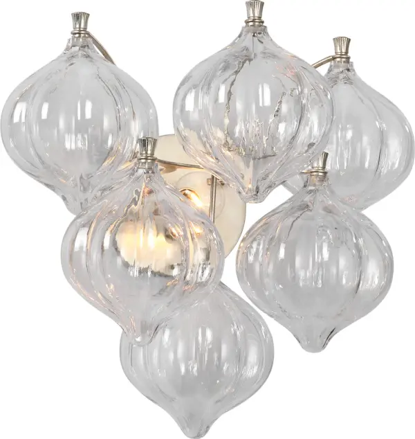 Caselli 15" Sconce in Burnished Silver Leaf with Clear Glass - Image 4