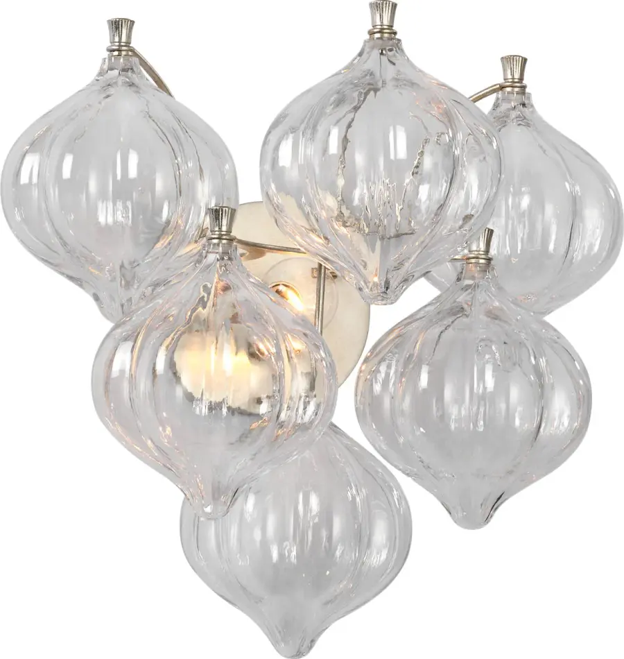 Caselli 15" Sconce in Burnished Silver Leaf with Clear Glass - Image 4