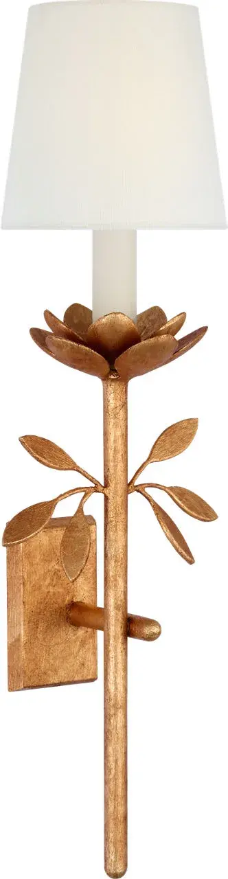 Clementine 22" Tail Sconce in Antique Gold Leaf with Linen Shade - Image 2