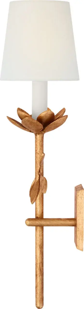 Clementine 22" Tail Sconce in Antique Gold Leaf with Linen Shade - Image 3