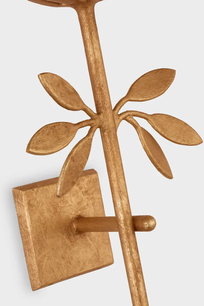Clementine 22" Tail Sconce in Antique Gold Leaf with Linen Shade - Image 8