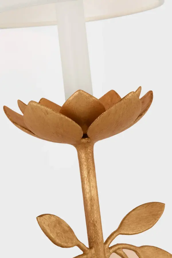 Clementine 22" Tail Sconce in Antique Gold Leaf with Linen Shade - Image 9