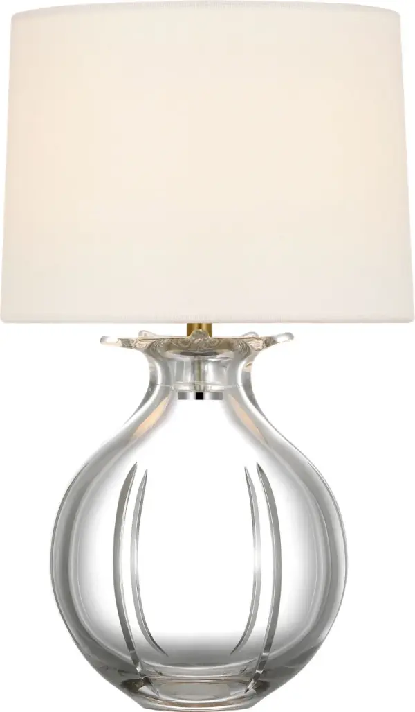 Mona 13" Cordless Accent Lamp in Clear Glass with Linen Shade