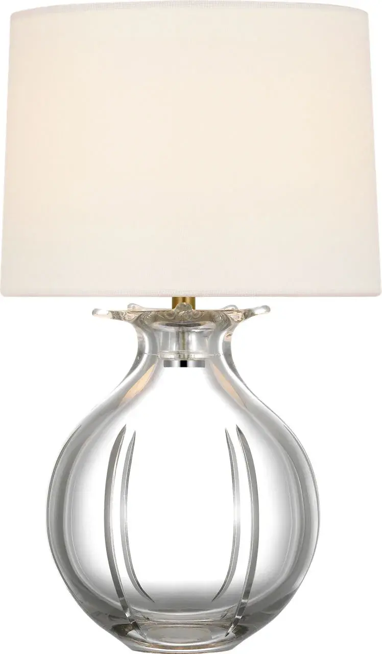 Mona 13" Cordless Accent Lamp in Clear Glass with Linen Shade - Image 1