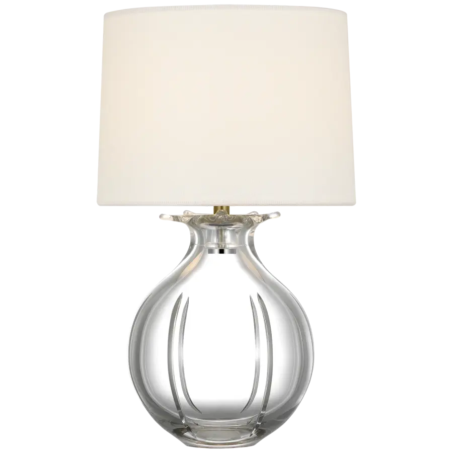 Mona 13" Cordless Accent Lamp in Clear Glass with Linen Shade - Image 2
