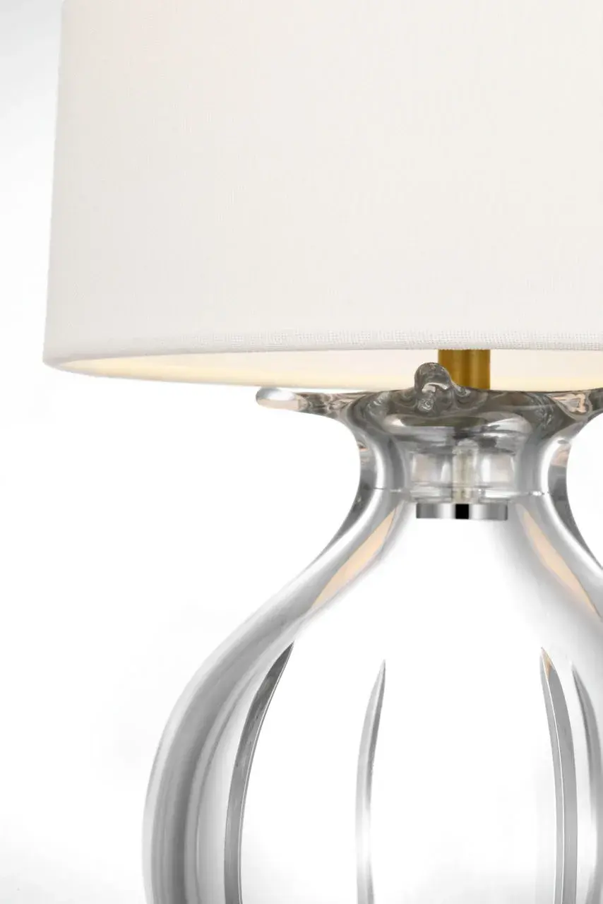 Mona 13" Cordless Accent Lamp in Clear Glass with Linen Shade - Image 3