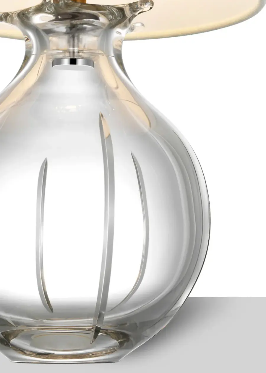 Mona 13" Cordless Accent Lamp in Clear Glass with Linen Shade - Image 4
