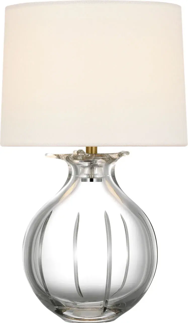 Mona 13" Cordless Accent Lamp in Clear Glass with Linen Shade - Image 5