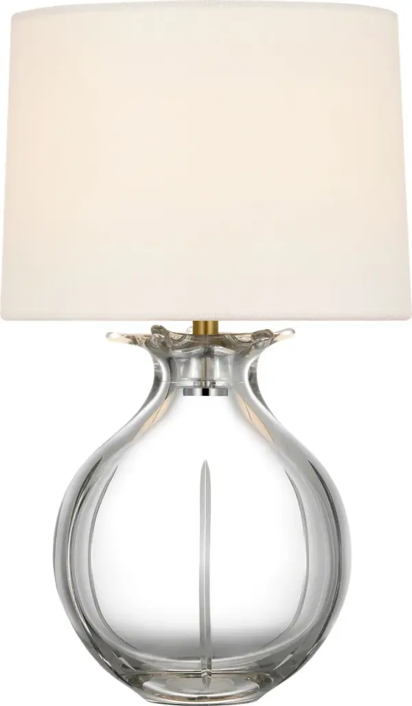 Mona 13" Cordless Accent Lamp in Clear Glass with Linen Shade - Image 6
