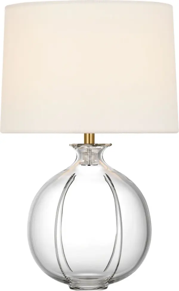 Mona 27" Cordless Table Lamp in Clear Glass with Linen Shade