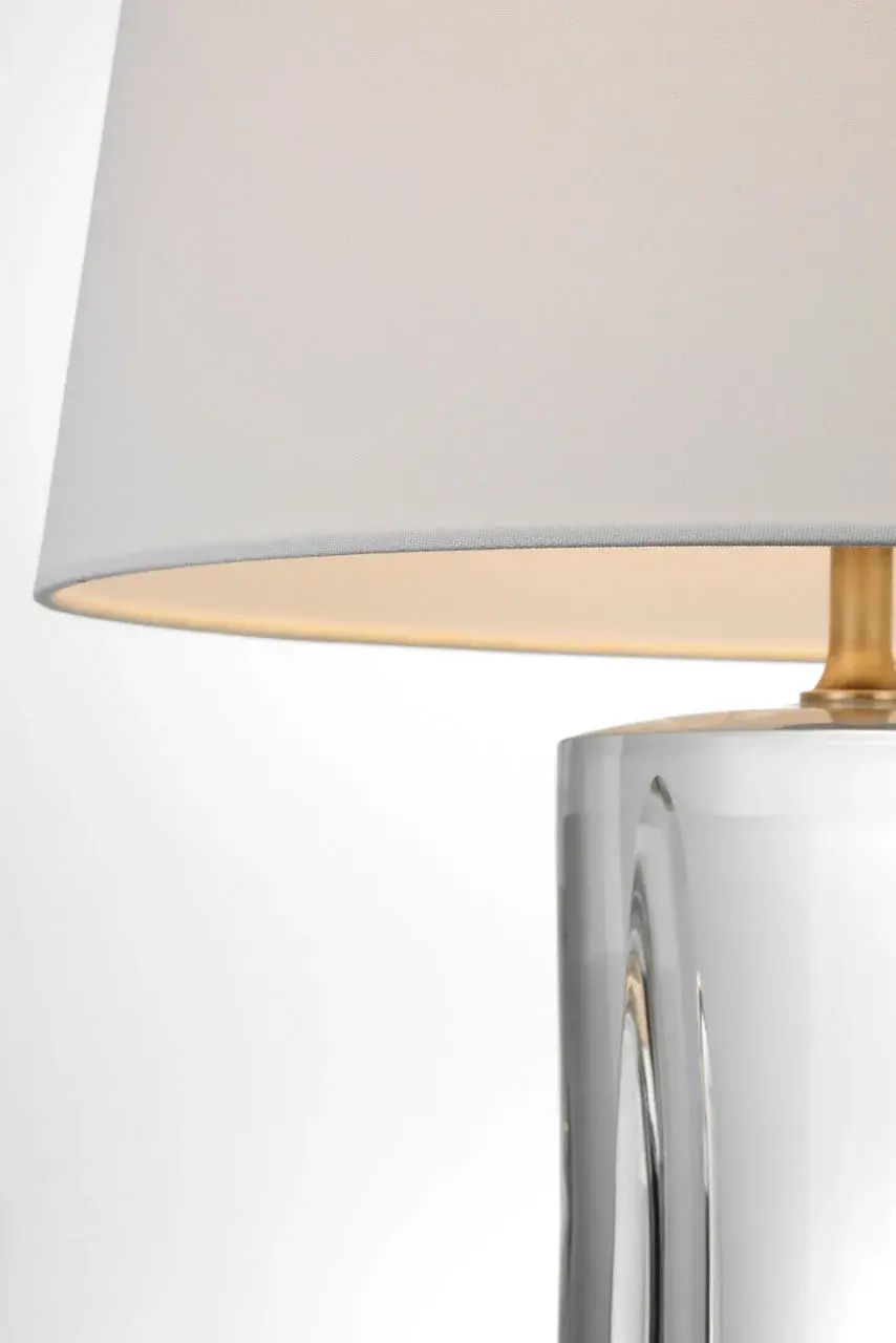 Figlia 27" Cordless V-Cut Round Table Lamp in Crystal with Linen Shade - Image 5