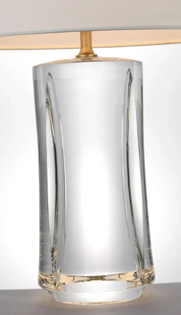 Figlia 27" Cordless V-Cut Round Table Lamp in Crystal with Linen Shade - Image 7