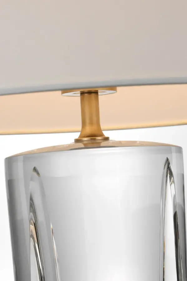 Figlia 27" Cordless V-Cut Round Table Lamp in Crystal with Linen Shade - Image 8