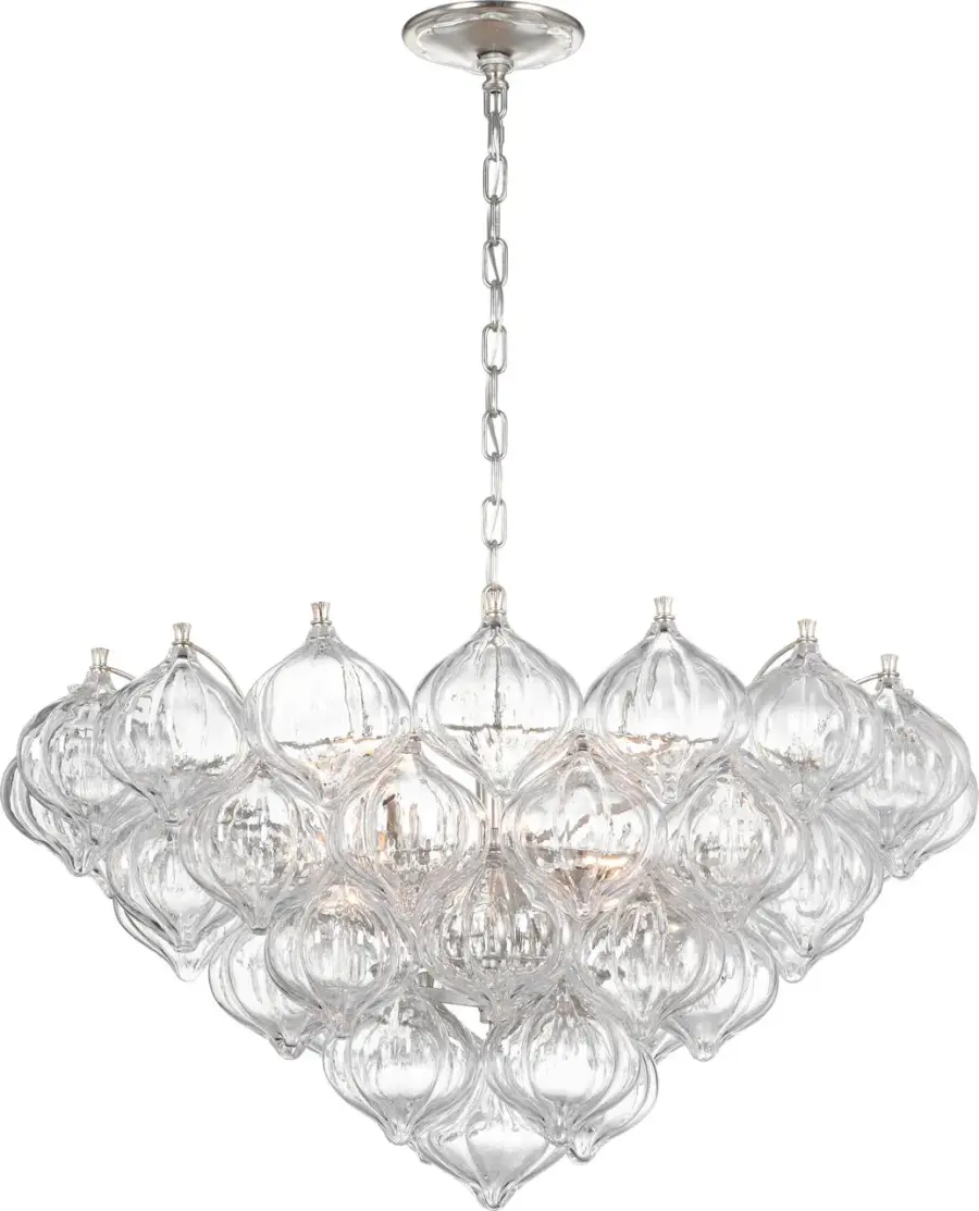 Caselli 36" Basket Chandelier in Burnished Silver Leaf with Clear Glass - Image 2