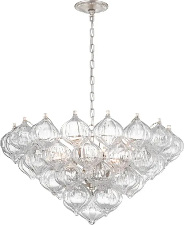 Caselli 36" Basket Chandelier in Burnished Silver Leaf with Clear Glass - Image 3
