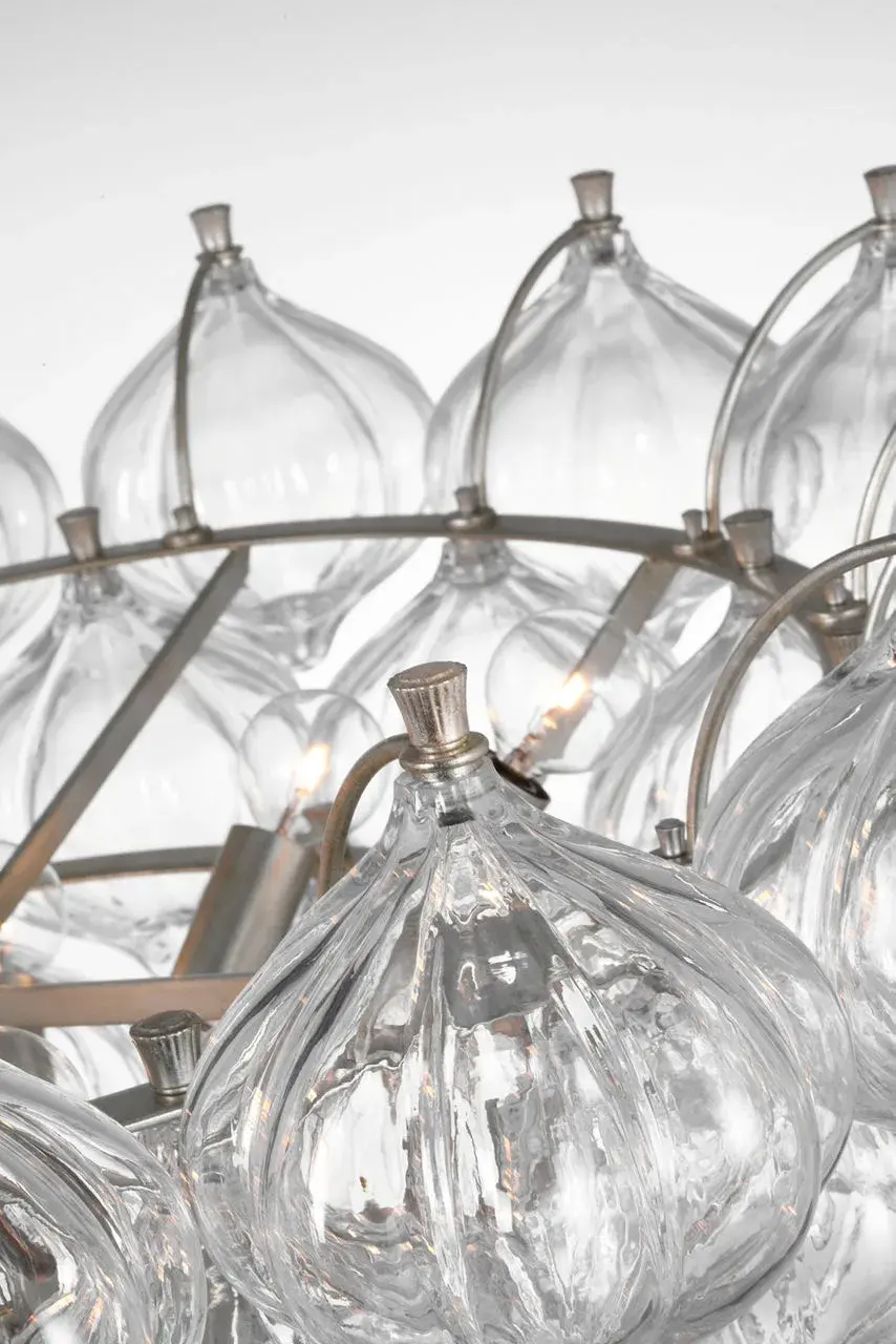 Caselli 36" Basket Chandelier in Burnished Silver Leaf with Clear Glass - Image 4