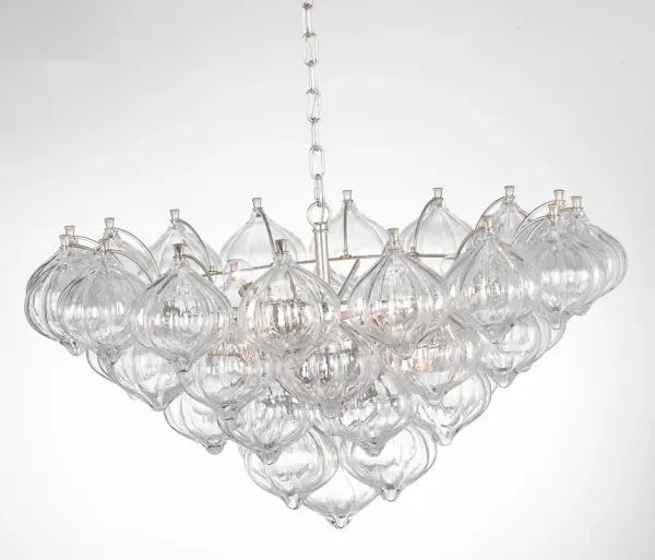 Caselli 36" Basket Chandelier in Burnished Silver Leaf with Clear Glass - Image 5