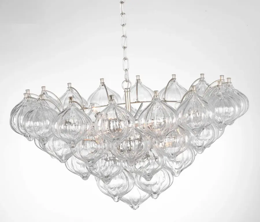 Caselli 36" Basket Chandelier in Burnished Silver Leaf with Clear Glass - Image 5
