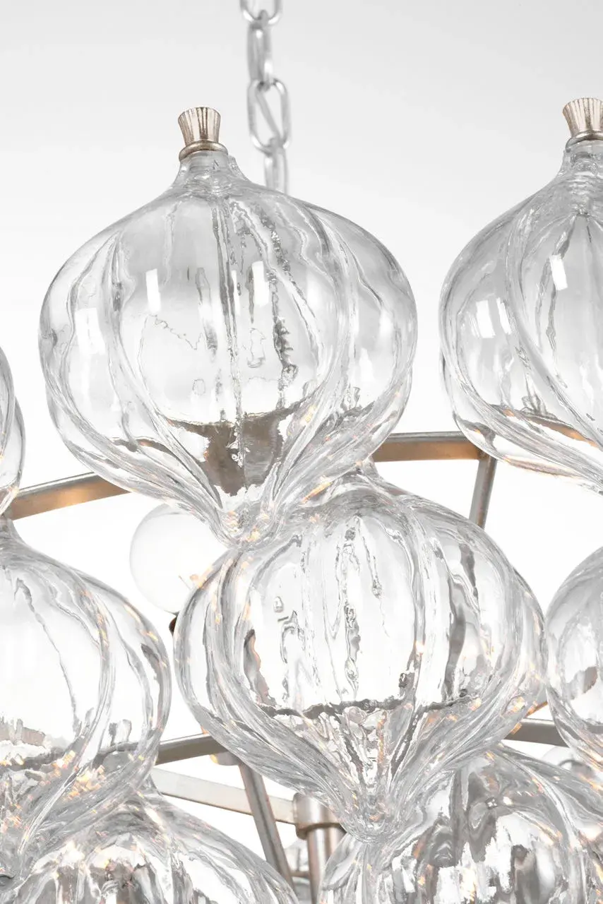 Caselli 36" Basket Chandelier in Burnished Silver Leaf with Clear Glass - Image 6