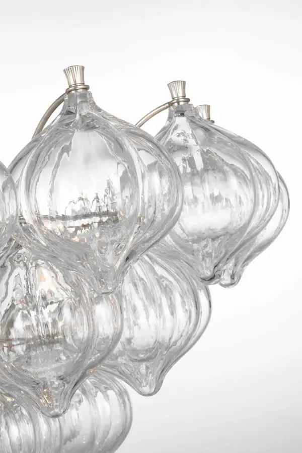 Caselli 36" Basket Chandelier in Burnished Silver Leaf with Clear Glass - Image 8