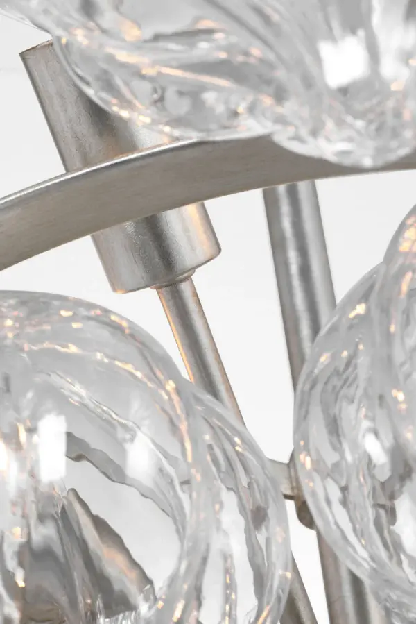 Caselli 36" Basket Chandelier in Burnished Silver Leaf with Clear Glass - Image 9