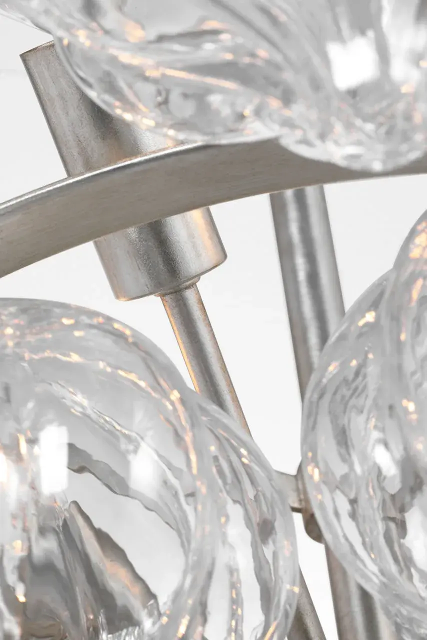 Caselli 36" Basket Chandelier in Burnished Silver Leaf with Clear Glass - Image 9