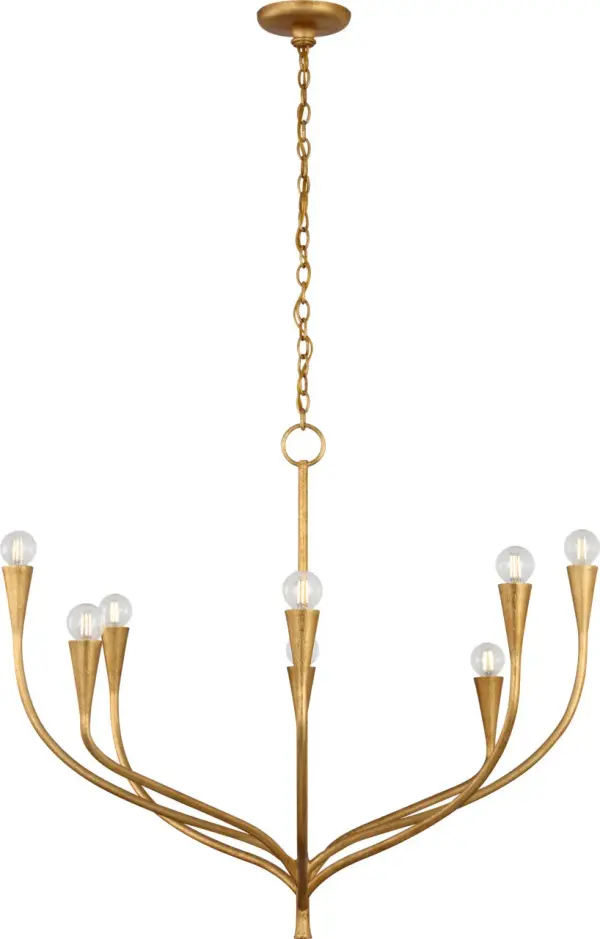 Sophisticated Linear Chandelier with Warm Antique Gold Finish - Image 3