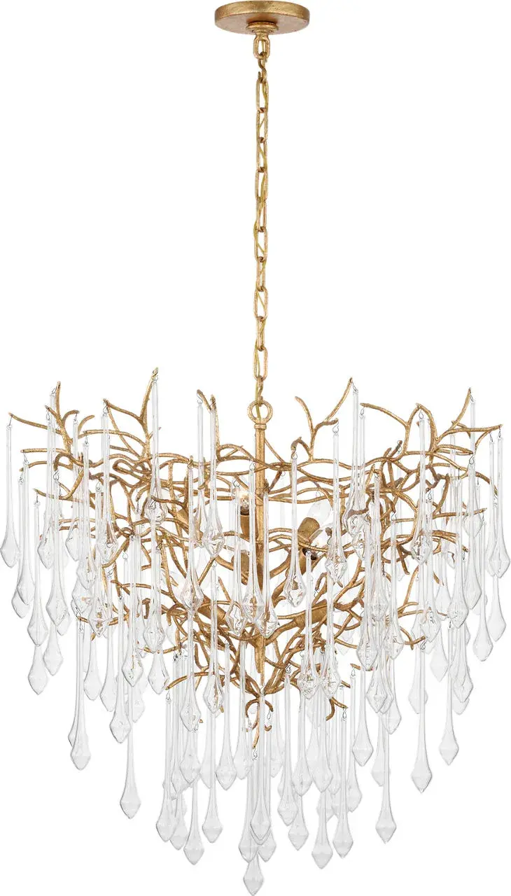 Rayne 31" Chandelier in Gilded Iron with Clear Glass - Image 1