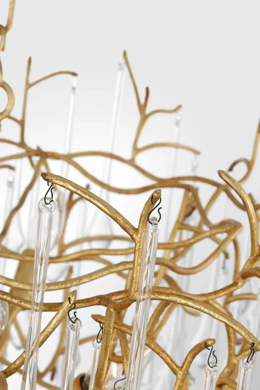 Rayne 31" Chandelier in Gilded Iron with Clear Glass - Image 2