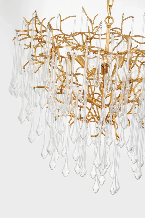 Rayne 31" Chandelier in Gilded Iron with Clear Glass - Image 3