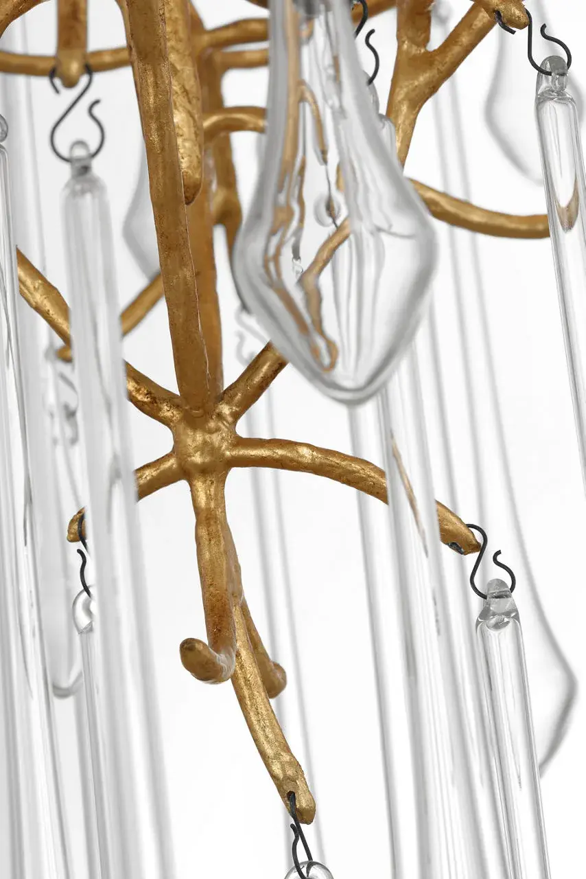 Rayne 34" Entry Chandelier in Gilded Iron with Clear Glass - Image 2