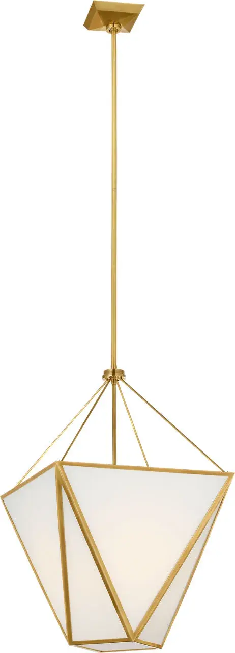 Lorino 17" Tapered Lantern in Hand-Rubbed Antique Brass with White Glass - Image 1