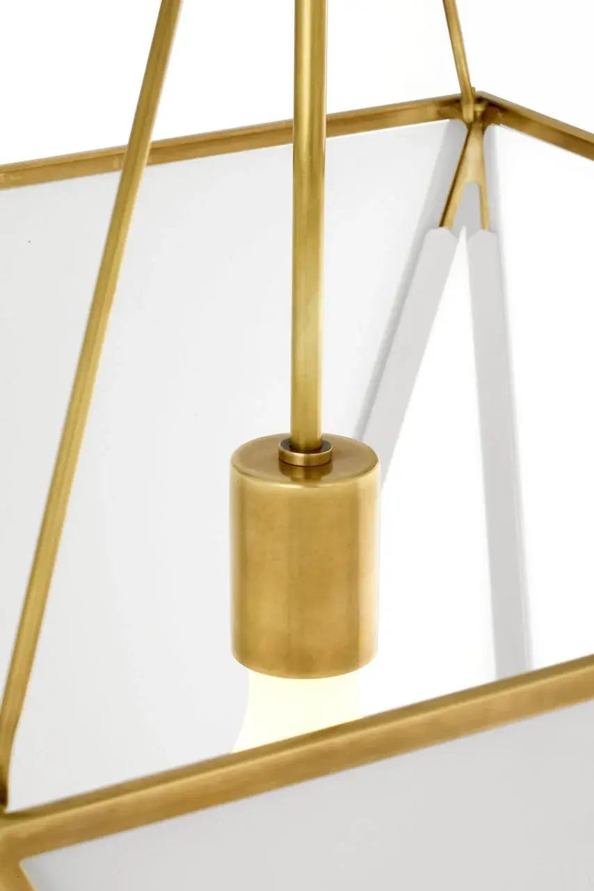 Lorino 17" Tapered Lantern in Hand-Rubbed Antique Brass with White Glass - Image 2