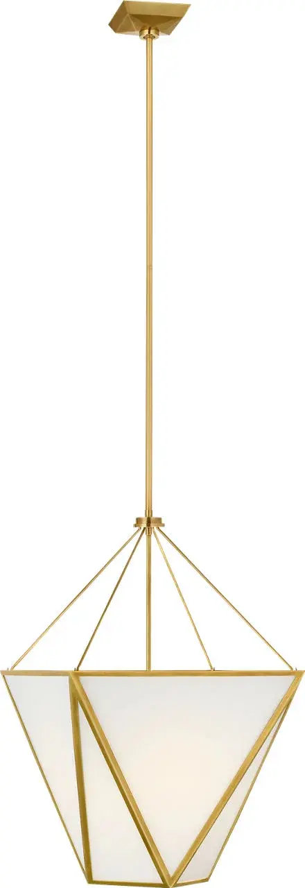 Lorino 17" Tapered Lantern in Hand-Rubbed Antique Brass with White Glass - Image 4