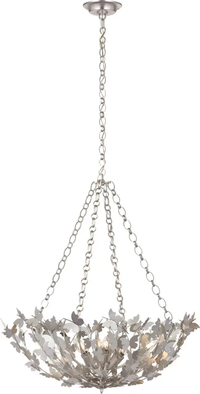 Farfalle 30" Basket Chandelier in Burnished Silver Leaf - Image 1