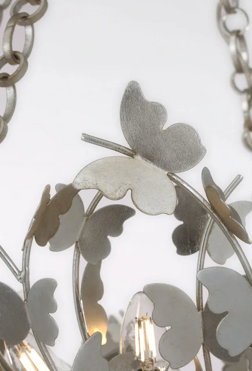 Farfalle 30" Basket Chandelier in Burnished Silver Leaf - Image 4