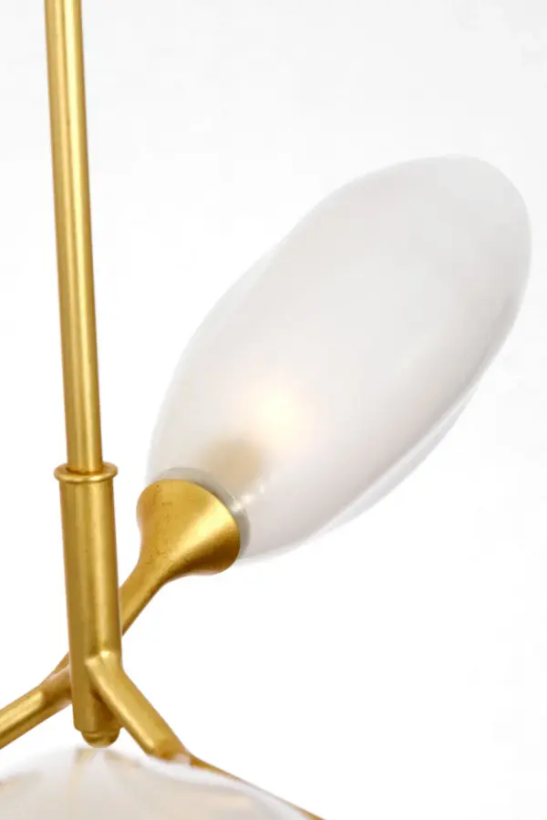 The Toscano chandelier brings sophisticated European elegance with its branched design and warm gild finish. Frosted glass shades provide soft, diffused lighting perfect for formal dining and entertaining spaces. - alternate view