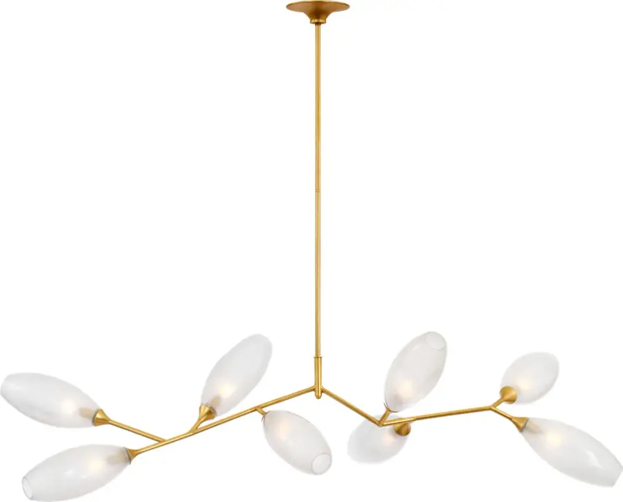 Toscano 60" Branched Linear Chandelier in Gild with Frosted Glass - Image 1