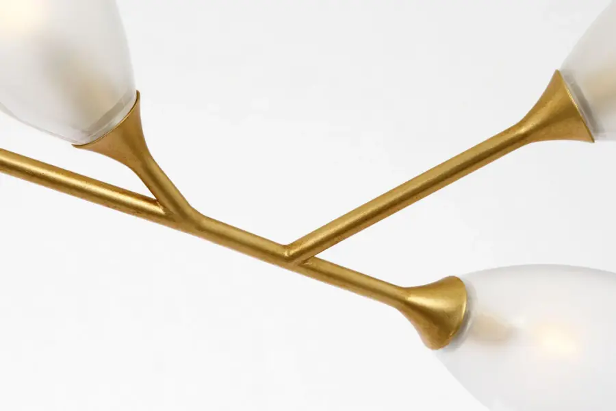 Toscano 60" Branched Linear Chandelier in Gild with Frosted Glass - Image 5