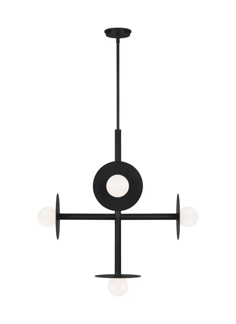 Nodes Five Light Linear Chandelier in Midnight Black