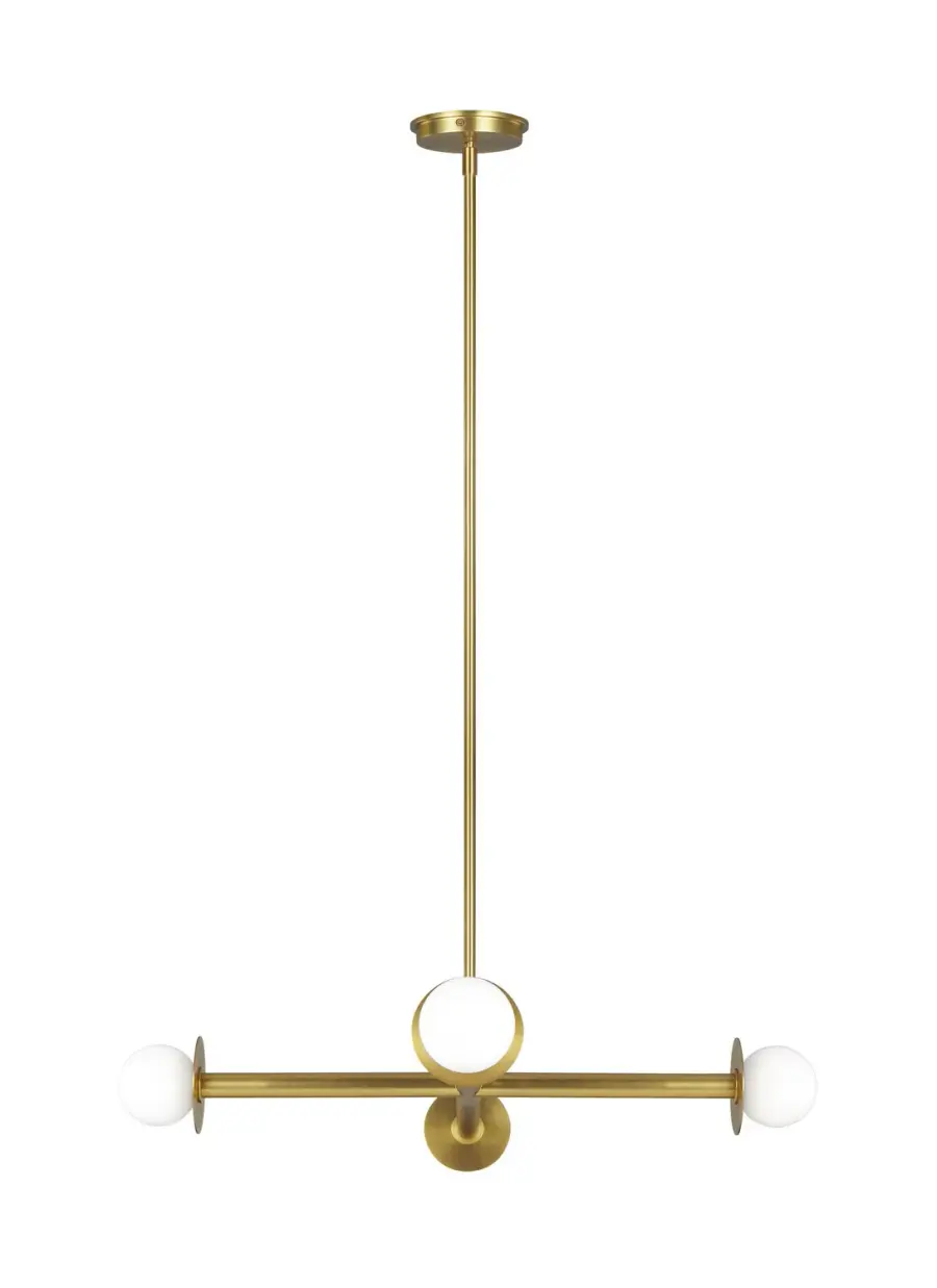 Nodes Four Light Chandelier in Burnished Brass