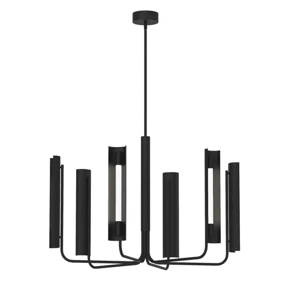 The Carson LED Chandelier combines minimalist design with integrated LED technology. Designer Kelly Wearstler's signature clean aesthetic shines through in this architectural piece, perfect for modern interiors and commercial spaces.