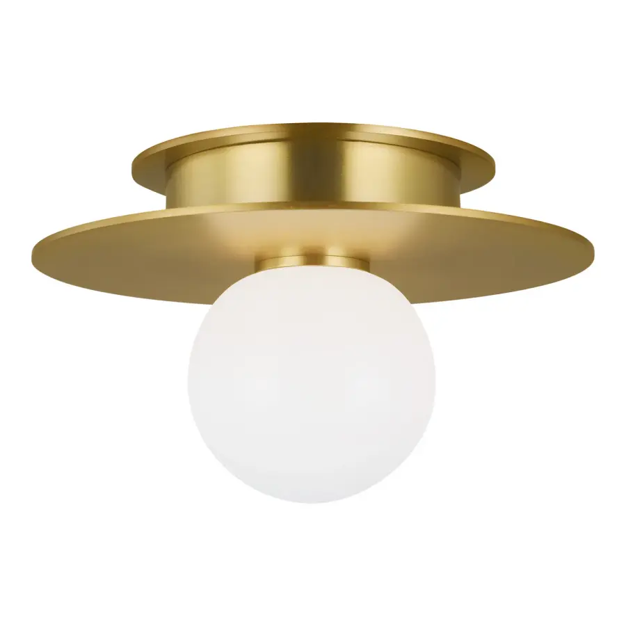 Nodes One Light Flush Mount in Burnished Brass