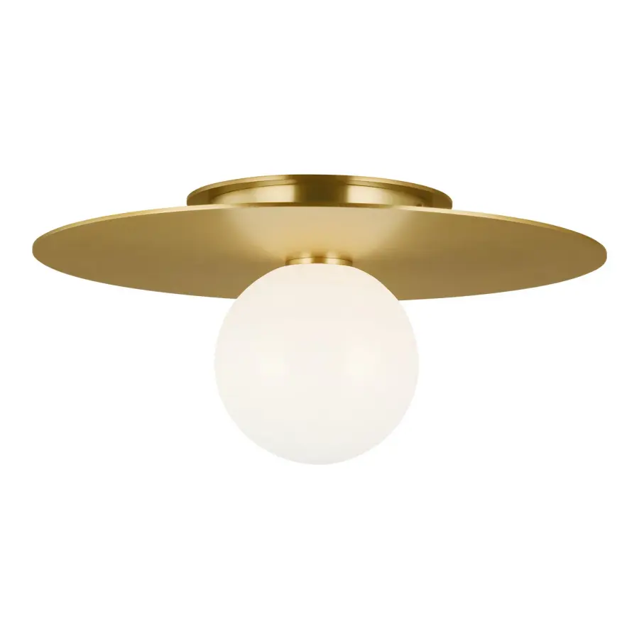 Nodes One Light Flush Mount in Burnished Brass